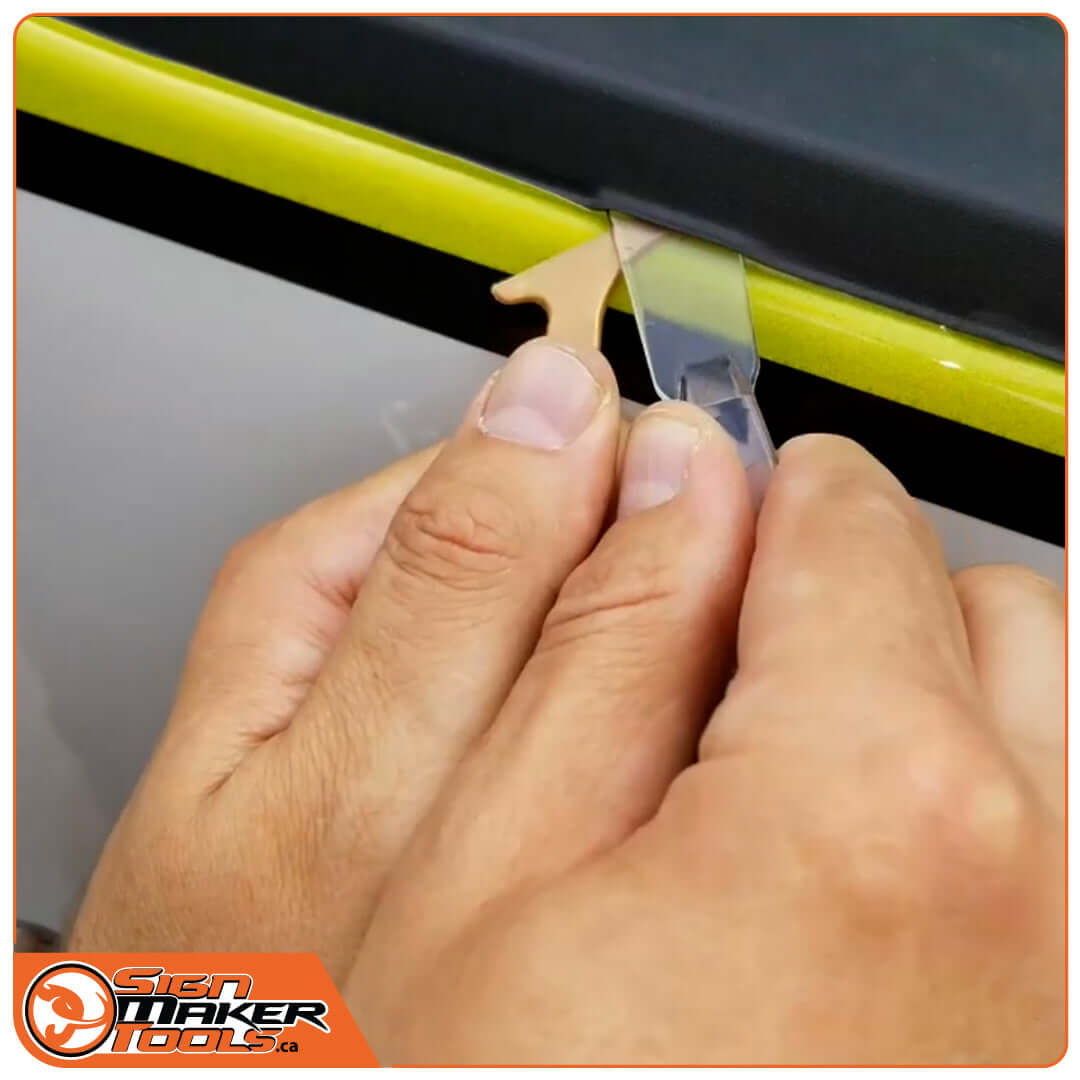 Using WrapStick Sloan to lift rubber seals for precise film application