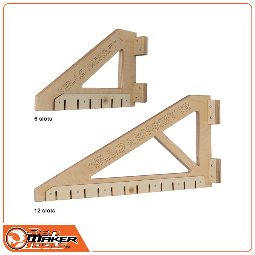YelloMonkey 6 and 12 slot print drying racks for vinyl films